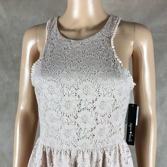 Sequin Hearts Blush Pink Lace Fit and Flare Dress NWT Size 7 - Picture 6 of 6
